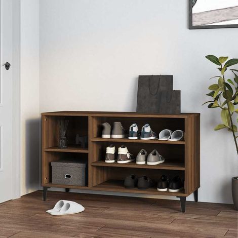 vidaXL Zapatero madera contrachapada roble marrón 102x36x60 cm (1/5)