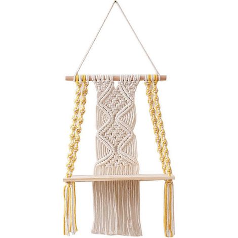 Einstöckiges Makramee-Wandregal im Boho-Stil