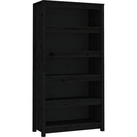 Maison Exclusive - Bücherregal Schwarz 80x35x154 cm Massivholz Ki (1/5)