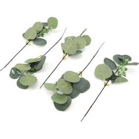Set mit 5 künstlichen Pflanzen, realistische künstliche Blätter, DIY-Dekoration für Zuhause, Garten, Büro oder Hochzeit (1/5)