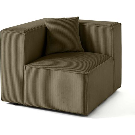 Arty - module d'assise gauche - en velours côtelé - vert (1/5)