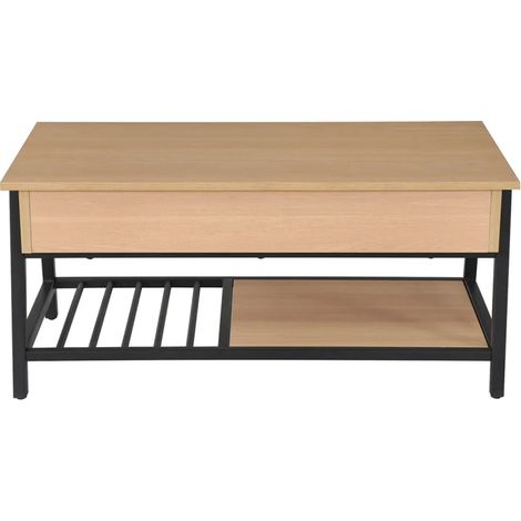 Table basse plateau relevable décor bois chêne et métal noir - GALILEO (1/5)