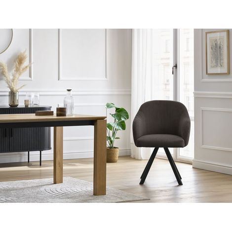 BOBOCHIC - Chaise SOPHIE tissu velours côtelé et pieds étoile Taupe (1/5)