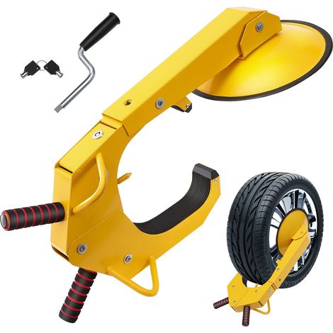 Antivol Voiture Universel Sabot de Roue Antivol 16-38 cm Bloque-Roue en Acier Q235 Robuste Grande Ventouse de 30 cm 2 Clés Dispositif de Blocage de Roue pour Véhicules Caravanes Camions Moto SUV (1/5)