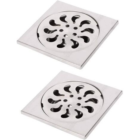 2pcs Siphon de Sol Acier Inoxydable, Grille de Douche Carrée Filtre de Douche Drain de Douche Attrape Cheveux pour Salle de Bain, 90x90x30mm (1/5)