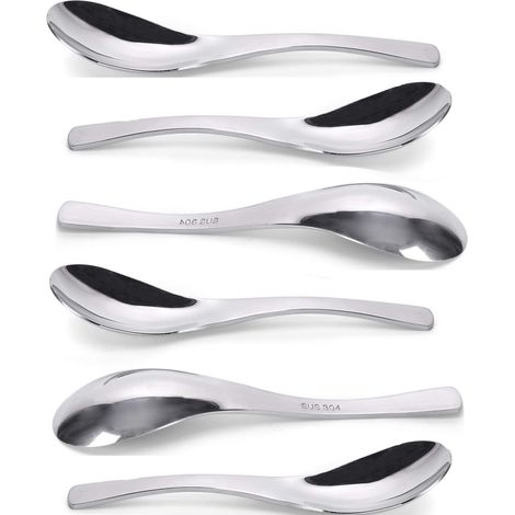 Lot de 6 cuillères en acier inoxydable 304, épaisses, 16 cm