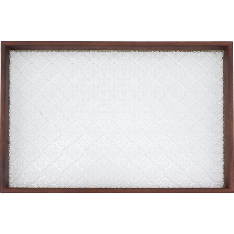Plateau de service rectangulaire en noyer et verre, robuste pour thé, gâteaux, pain, petit-déjeuner et collations, grande taille. (1/5)