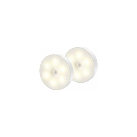 LED-Nachtlicht, magnetische Innenleuchte mit Bewegungsmelder, inklusive Klebepads, überall anbringbar, kabelloser, per USB aufladbarer Sensor, warmweiß, 2er-Pack – Crezuo (1/4)