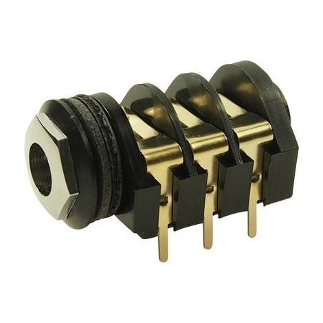 Jack 6.35 mm embase femelle horizontale Cliff CL13345 Nombre de pôles: 3 stéréo noir 1 pc(s) (1/2)
