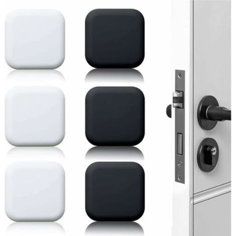 Butoir de porte mural grand 6 pièces tampon de porte autocollant en caoutchouc blanc/noir 45mm×45mm tampon de poignée de porte tampon mural pour poignées de porte contre butée de porte (1/5)