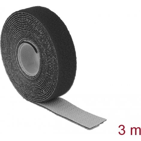 Delock Cinta de gancho y bucle en rollo LA 3 m x AN 20 mm negra