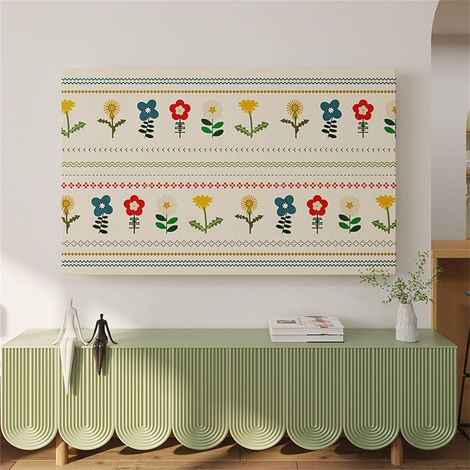 TV Cover, Printed TV Protective Cover, Elastic TV Screen Protector, Breathable Dustproof TV Cover (100 inch, Flower) (1/5)