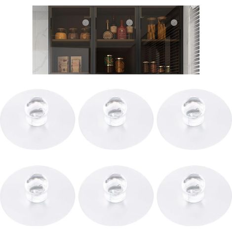 Lot de 6 boutons adhésifs en acrylique pour tiroirs de meubles, sans perçage, pour fenêtres, armoires et placards de cuisine. (1/5)