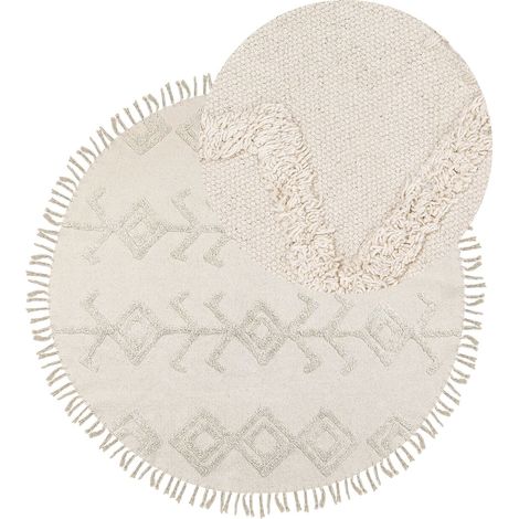 Teppich HARRAN Hellbeige ø 140 cm Baumwolle
