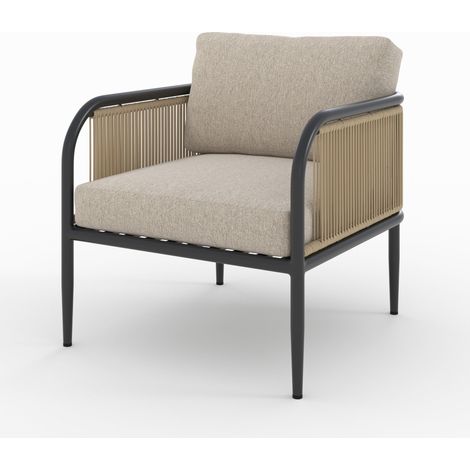 Silla de jardín de acero y tela beige - Wilo