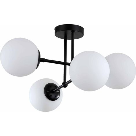 Lampadario Roma Light Prestige 4xE14 nero sfere opale (1/2)