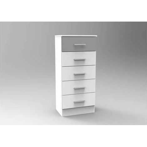 Sinfonier 5 cajones Oviedo acabado en blanco-plata, 46cm(Ancho) 33cm(Fondo) 108cm(Alto (1/3)
