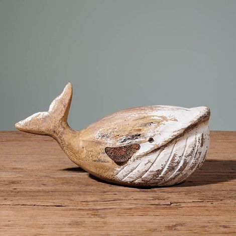 Sculpture Baleine Bois Naturel 22x11x13cm (1/5)