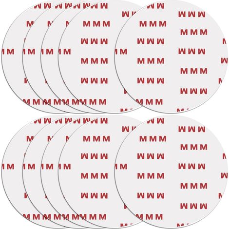 Lot de 10 pastilles adhésives circulaires double face de 70 mm Adhésif de rechange puissant pour support de montage de voiture pare brise caméra GPS verrouillage à ventouse crochet de tableau de bord