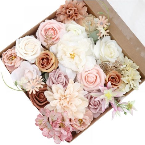 Flores artificiales con tallo, ideales para proyectos creativos, ramos de novia hechos a mano, decoración de mesas, decoración otoñal y combinaciones de flores artificiales (mezcla de seda).