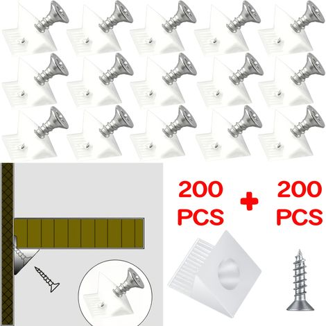 Lot de 400 pièces comprenant des équerres en plastique à angle droit et des vis, ensemble multifonctionnel de cales de réparation pour tiroirs et supports d'étagères (1/5)