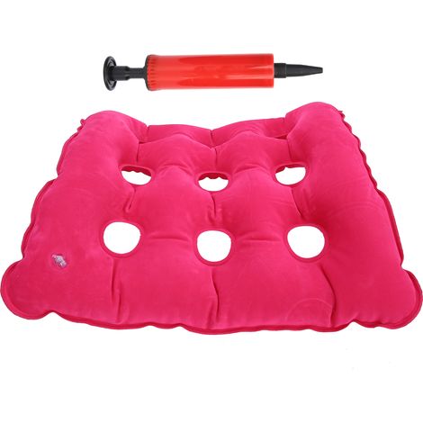 Coussin anti-escarres gonflable pour personne âgée alitée, coussin de chaise avec pompe, rouge rosé (1/5)