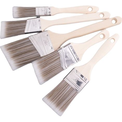 5 Pièces Pinceaux Peinture Mur, Pinceau Peinture Set Vernis Bois, Pinceaux à Peinture avec Manche pour Bois, Métal, Meubles, Peintures