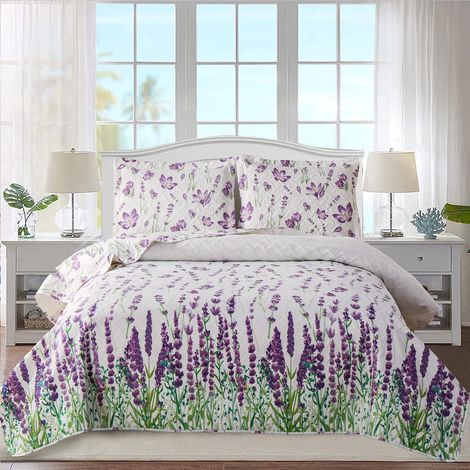 Parure de lit King Size - Couvre-lit Floral King Size - Couette d'été légère et réversible - Motif Plante et Feuilles Vertes (1/5)