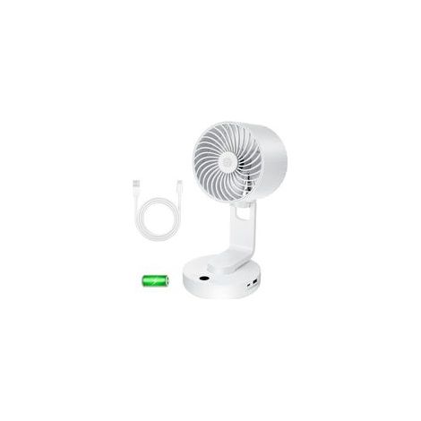 4000 mAh Tischventilator, automatischer, oszillierender, leiser USB-Ventilator mit 120° + 110° Neigung, wiederaufladbarer, leiser Ventilator für Camping, Büro, Bibliothek und Zuhause (Weiß) (1/5)