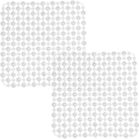 Lot de 2 Tapis Evier Cuisine, 27 x 27 cm, Tapis Evier à Faire Soi-Même pour Evier de Cuisine, Tapis D'évier à Drainage Tapide pour Vaisselle, Verrerie, Légumes. Transparent