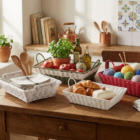 Cesta Rettangolare per Confezioni Regalo e Organizer Casa -Rosa / 43 x 33 cm (1/5)