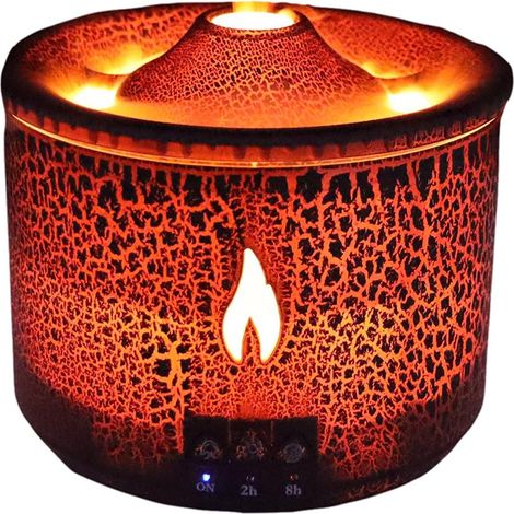 Humidificateur Volcan 2-en-1 Brume Réglable, Effet Flamme & Aromathérapie pour Maison/Bureau (Nuit Apaisante) (1/5)