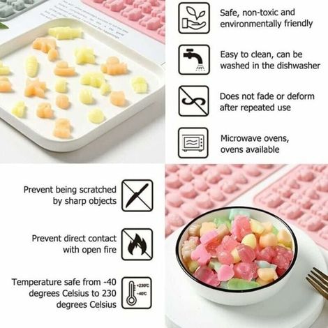 Lot de 2 moules à bonbons gélifiés, moules à bonbons gélifiés, moules à bonbons au chocolat, moules à bonbons en silicone, moules à