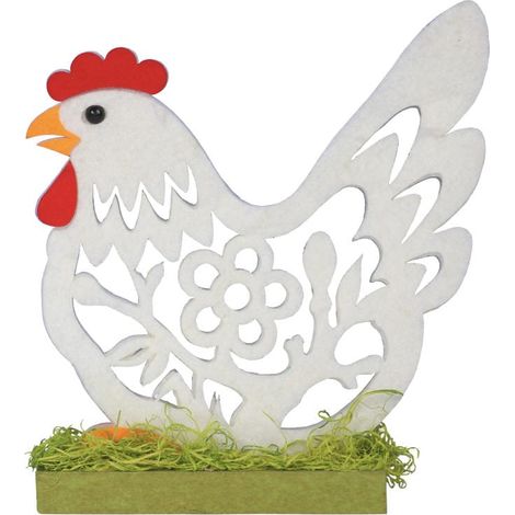 Poule de Pâques. Figurine en mousse blanche, debout. (1/2)