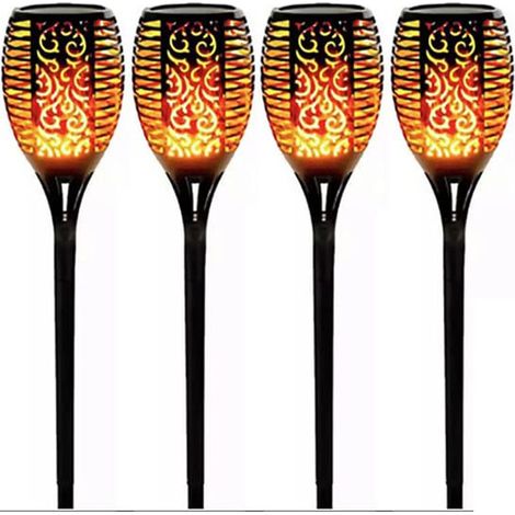 Lampe solaire 96 led, lampe solaire à effet flamme, décor de jardin extérieur à lumière vacillante, pour jardin, pelouse et allées, étanchéité ip65, 4 pack (1/5)