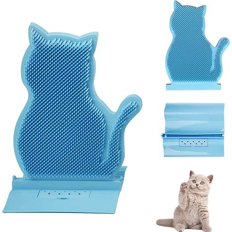 Cepillo para gatos, para rascar y masajear - Azul (Accesorios para mascotas)