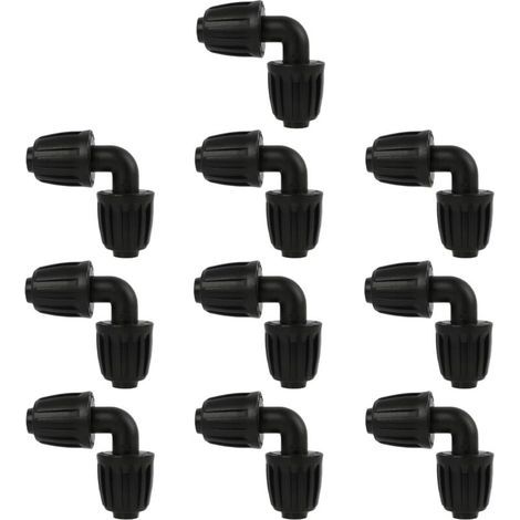 10 Stück 16-mm-Tropfbewässerungs-Winkeladapter, Gartenschlauch-Winkelverbinder, Tropfbewässerungs-Winkeladapter, Winkelgelenk für landwirtschaftliche Bewässerungssysteme (L-Gelenk)