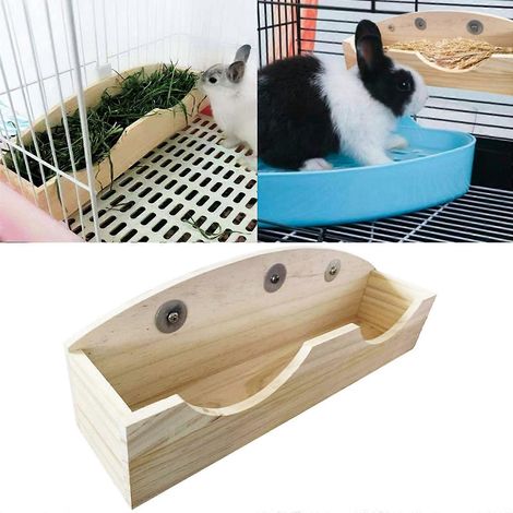 Mangeoire en bois pour lapins et chinchillas, compatible avec les cages à foin et à cochons d'Inde. (1/4)