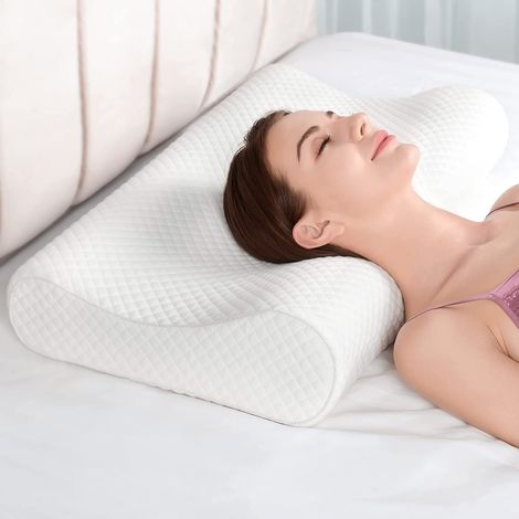 OLYMPIA Cuscino Cervicale MEMORY FOAM per Dormire a Doppia Onda - Cuscino Memory Foam Traspirante, ergonomico, anallergico - Guanciale Memory Foam Federa Lavabile (1/5)