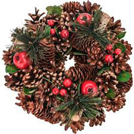 Couronne De L'avent ø25 Cm Décoration Naturelle Avec Pommes De Pin - Basics