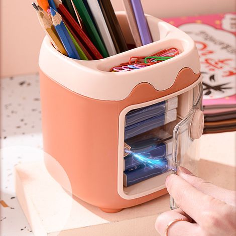 Stiftehalter in Schweinchenform für Kinder, Aufbewahrungsbox für den Schreibtisch, Bürobedarf für Schüler, niedlicher Make-up-Pinselhalter für Mädchen (1/5)