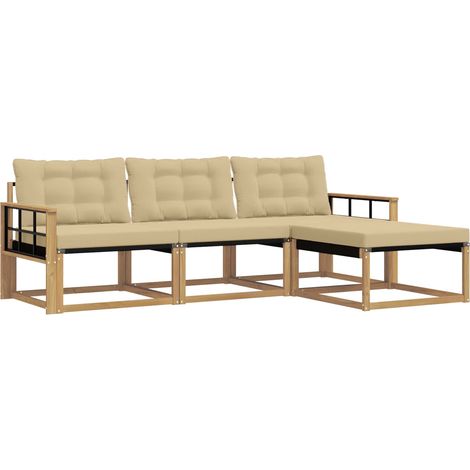 Conjunto de sofás de exterior 4 uds. y Beige vidaXL (1/5)