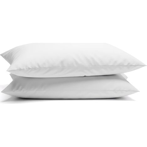 Coppia Federe per Cuscino 50x80 cm in con Patella – Morbide, Traspiranti,– Tinta Unita, Lavabili Bianco (1/5)