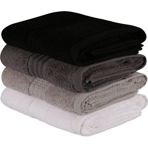 Set of 4 hand towels - 50 x 90 cm - White, Grey, Anthracite, Black (1/4)