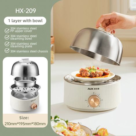 Cuiseur à œufs électrique 350 W (modèle à une couche avec bol), minuteur, chauffe-plats