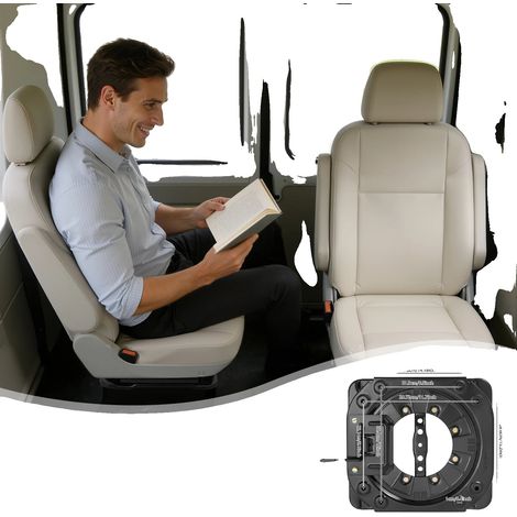Base de siège pivotant, rotation à 360°, capacité de charge de 130 kg, acier de 3,0 mm, compatible avec les fourgons et les camping-cars, positions de verrouillage pour la stabilité