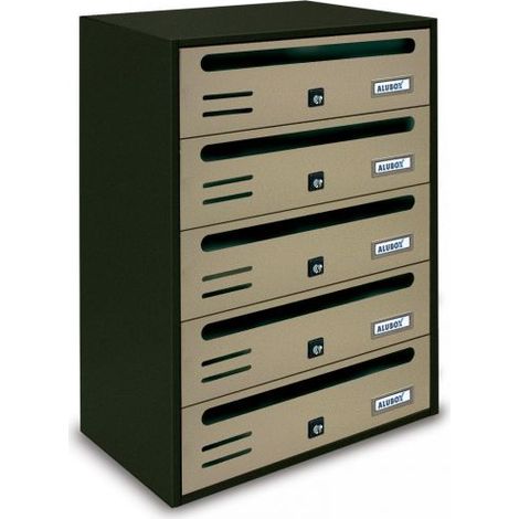 CASSETTA POSTALE ALUBOX CUBO/R 5 38,5X25X53 SABBIA
