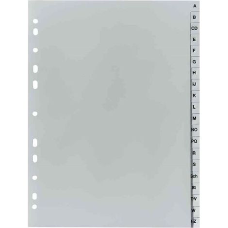 Intercalaires en plastique - A4 - 20 positions - Gris - Film en PP - Dimensions 225x297mm