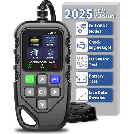 OBD2 Diagnostic Voiture, Valise Diagnostic Auto, Lecteur de Code d'erreur de Moteur, Outil de Diagnostic, 13 Langues, Test du Système de Batterie, pour Protocoles OBDII Voitures Depuis 1996 (1/5)