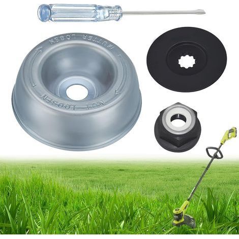 Lot de 4 adaptateurs de lame pour tondeuse de jardin Stihl - Disque de poussée - Plaque Rider - Écrou de col - Tournevis d'entretien - Accessoires de débroussailleuse Stihl (1/5)